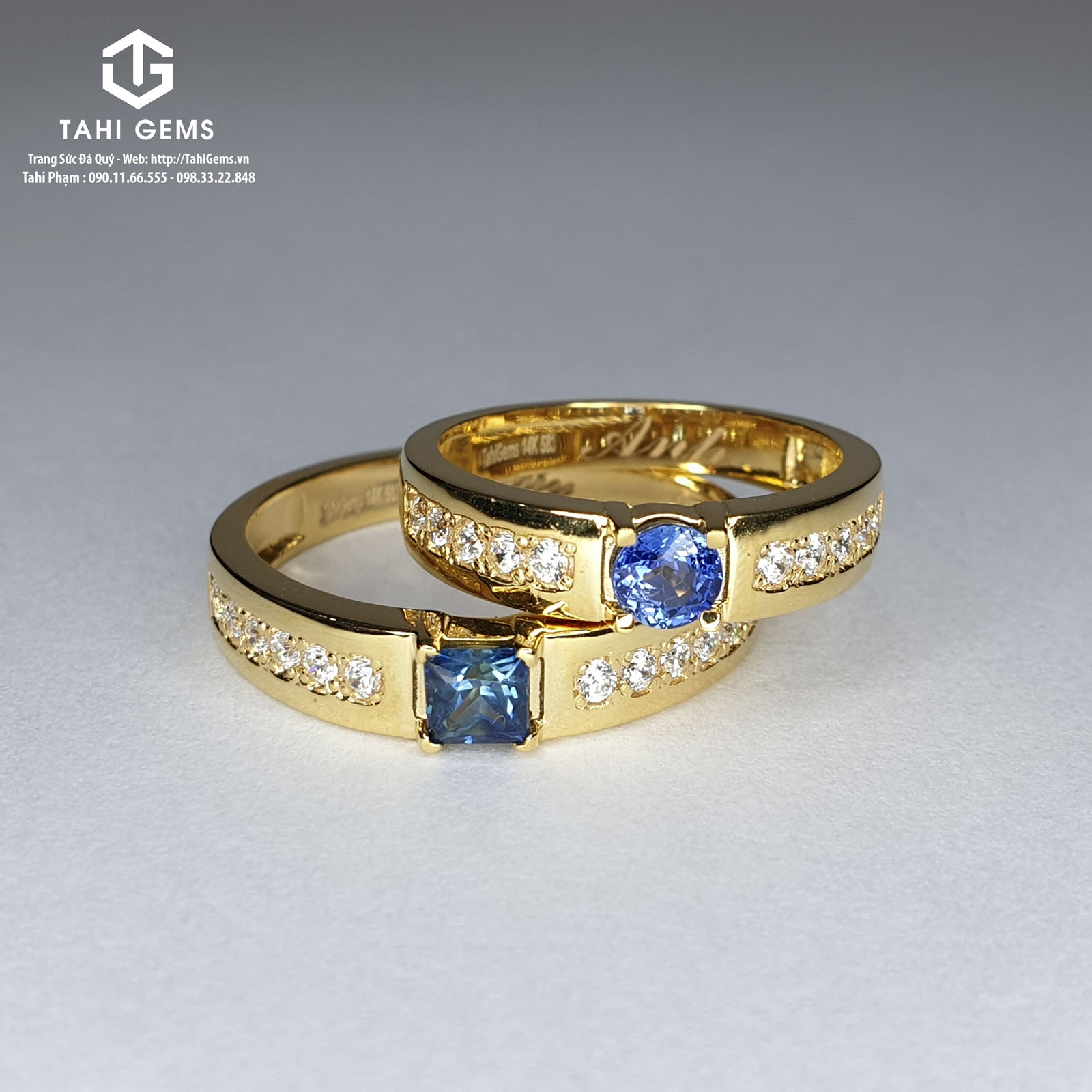 Tahi 5391 – Đôi nhẫn cưới đá quý Sapphire