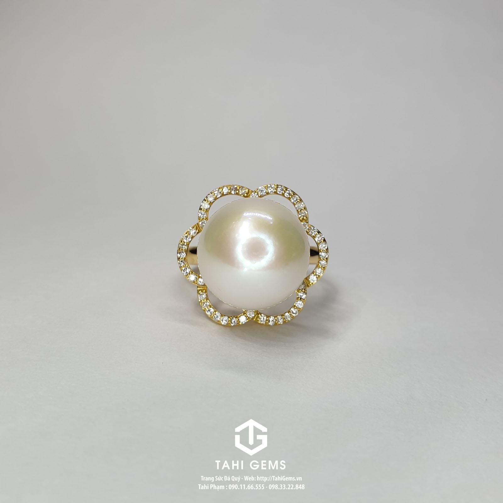 Tahi 5751 – Nhẫn Ngọc Trai đá quý Kim Cương