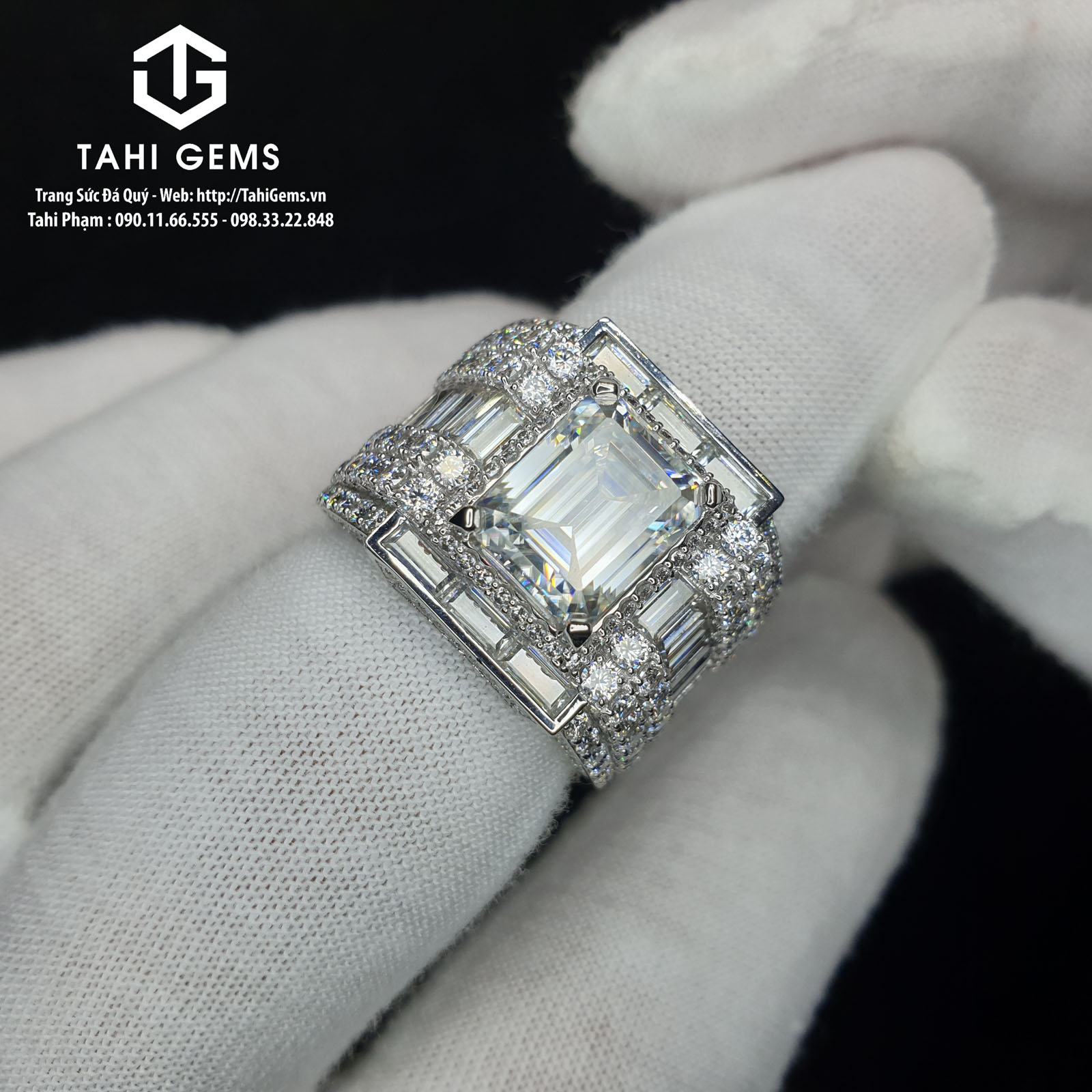 Đá Moissanite - Nhẫn nam mẫu Ultra Luxury TahiGems