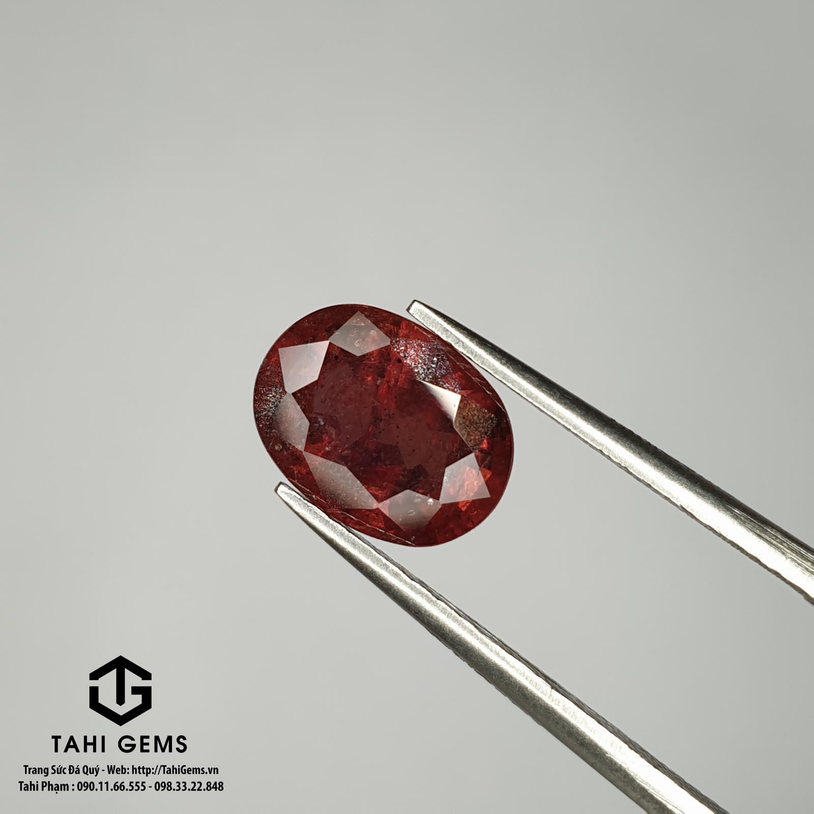 Tahi 9543 – đá quý saphia đỏ hồng hình ovan H24-T2