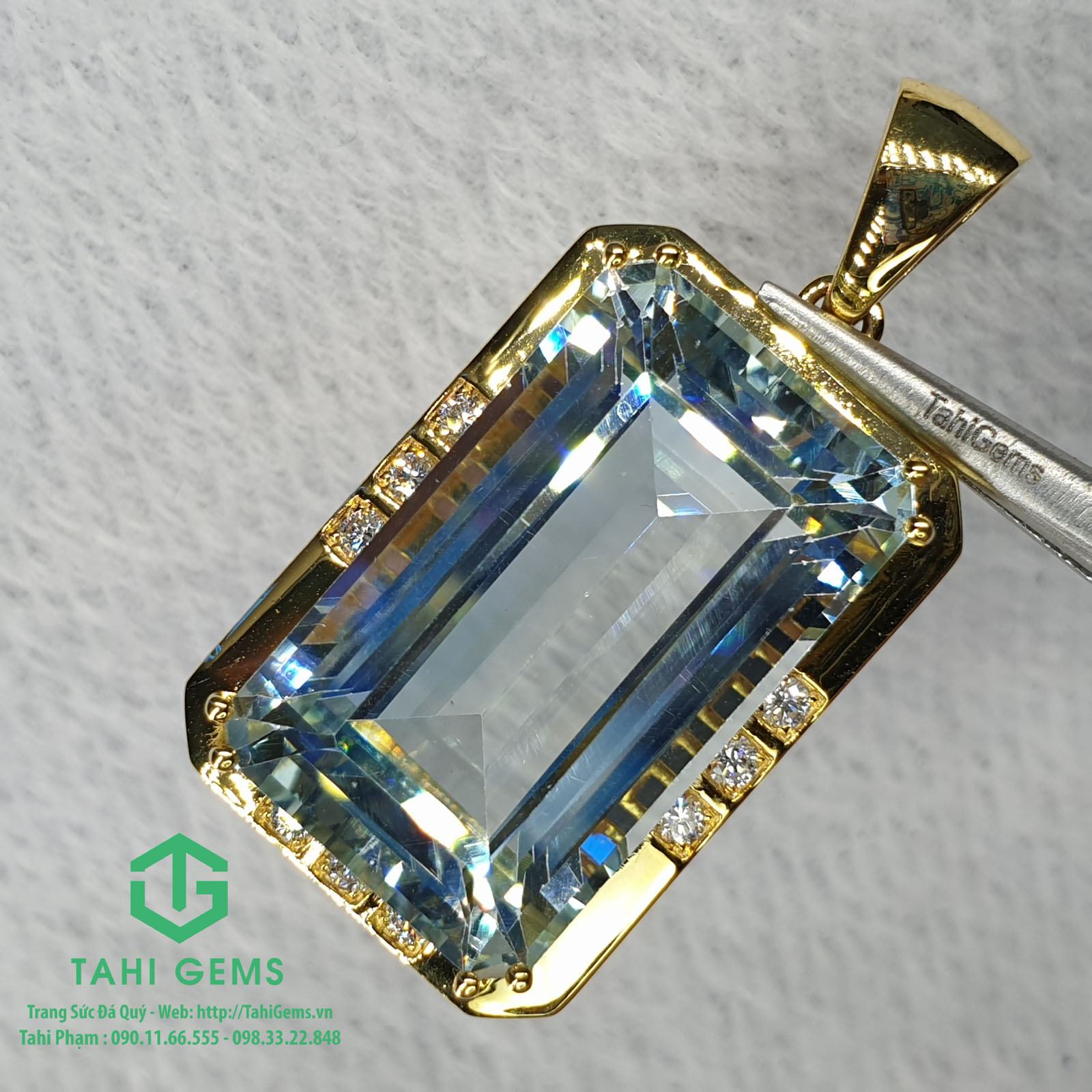 Tahi 3355 – mặt dây Topaz chữ nhật